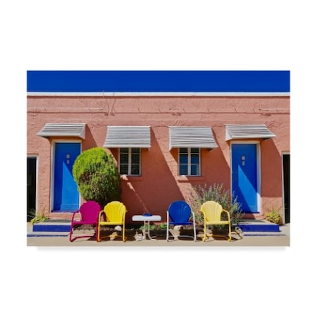 American School 'Motel Doors And Chairs' Canvas Art,16x24